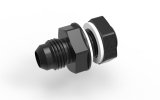 Earl's Performance Bulkhead Adapter Fittings AT983806ERL Fitting, Fuel Cell, Male Bulkhead, -6 AN, Straight, Aluminum, Black Anodized, Each thumbnail 1