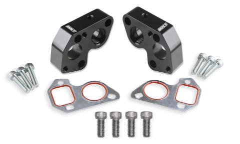 Earl's Performance Electric Water Pump Block Adapters LS0025ERL Adapters, Billet Aluminum, Black Anodized, Chevrolet, Big to LS Engine, Pair thumbnail 7