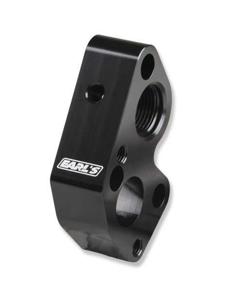 Earl's Performance Electric Water Pump Block Adapters LS0025ERL Adapters, Billet Aluminum, Black Anodized, Chevrolet, Big to LS Engine, Pair thumbnail 9