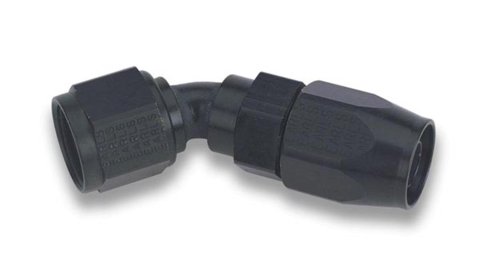Earl's Performance Swivel-Seal Hose Ends AT804610ERL Fitting, End, Swivel-Seal, 45 Degree, -10 AN to Female -10 AN, Aluminum, Black, Each thumbnail 1