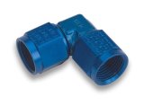 Earl's Performance Couplers 934106ERL Fitting, Coupler, Union, AN to AN, 90 Degree, Aluminum, Blue Anodized, -6 AN, -6 AN, Swivel, Each thumbnail 3