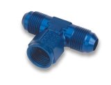 Earl's Performance Tee Adapter Fittings 925106ERL Fitting, Adapter, AN with Female Swivel On Side -6 AN, Aluminum, Blue, Each thumbnail 1