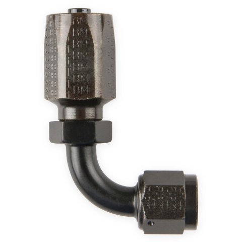 Earl's Performance Power Steering Hose Ends 159106ERL End, Steering, 90 Degree, -6 AN to -6 AN Female Thread, Steel, Black Chomate, Each thumbnail 2