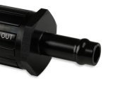 Earl's Performance Vapor Guard 10 Microns Fuel Filter with 0.375 in. Inlet Size 731166ERL Filter, Guard, Inline, 3/8 Inlet, Hose Barb, 3/8 Outlet, Hose Barb, Aluminum, Black, 4.50 Overall Length, Each thumbnail 1