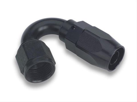 Earl's Performance Swivel-Seal Hose Ends AT815008ERL Fitting, End, Swivel-Seal, 150 Degree, -8 AN to Female -8 AN, Aluminum, Black, Each