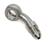 Earl's Performance Brake System Adapters SS9976043ERL Fittings, Brake, 45 Degree, 3/8 in./10mm Banjo, -3AN Male, Stainless Steel, Natural, Each thumbnail 1