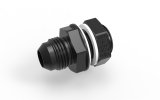 Earl's Performance Bulkhead Adapter Fittings AT983808ERL Fitting, Fuel Cell, Male Bulkhead, -8 AN, Straight, Aluminum, Black Anodized, Each thumbnail 1