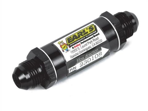 Earl's Performance Inline 35 Microns Fuel Filter with -8 AN Inlet Size AT230108ERL Filter, Inline, 8AN Inlet/Outlet, Microns, Aluminum, Black Anodized, Each