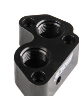 Earl's Performance Electric Water Pump Block Adapters LS0022ERL Port Adapters, Billet Aluminum, Black Anodized, Four -12AN Female Ports, Gaskets, Bolts, Chevrolet, LS, Pair thumbnail 1