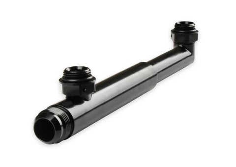 Earl's Performance Adjustable Coolant Crossover Tubes LS0037ERL Engine Crossover, Tube, from 6.8 in. to 10.5 in., -12AN O-Ring Ports, Billet Aluminum, Black Anodized, Chevrolet, LS, Each thumbnail 4