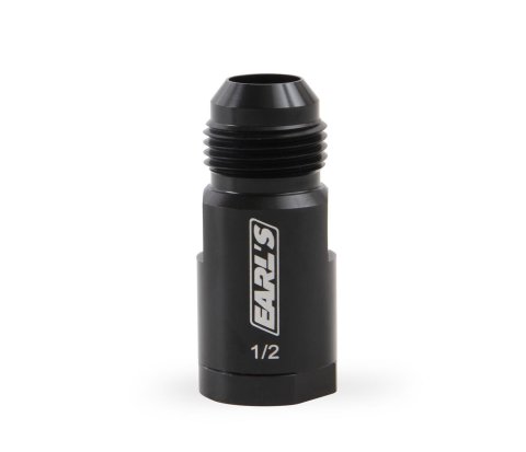 Earl's Performance Vapor Guard OEM Quick-Connect Fuel Rail Adapter Fittings 751186ERL Fitting, Push-On EFI, Straight, Male -10 AN, Female Quick-Connect, Threaded Cap, 1/2 in., Black Anodized, Each