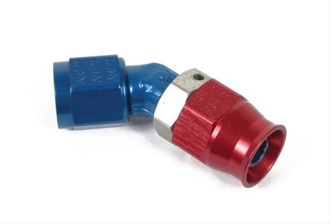 Earl's Performance Speed-Seal Hose Ends 604533ERL Fitting, End, Speed-Seal, 45 Degree, -3 AN Hose, -3 AN Female, Aluminum, Red/Blue Anodized, Each