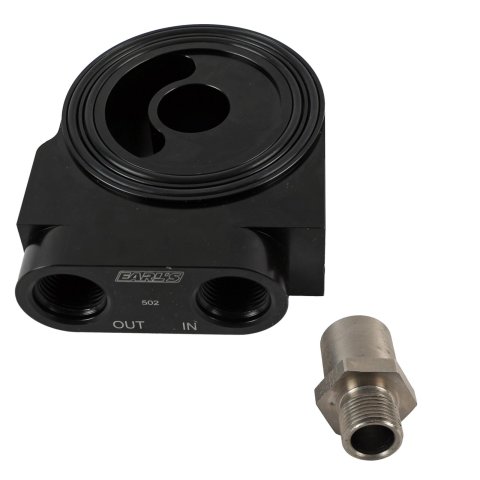 Earl's Performance Billet Aluminum Sandwich-Style Oil Thermostats 502ERL Adapter, Filter, Sandwich, Aluminum, 3/4-16 in. Thread, -10 AN O-Ring Inlet/Outlet, Each thumbnail 1