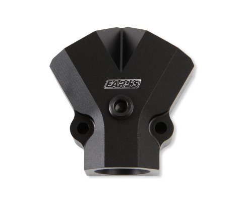 Earl's Performance Fuel Distribution Blocks 100183ERL Block, Y-Type, Aluminum, Black, 1/2 in. NPT Female Inlet, 3/8 in. NPT Female Outlets, Each