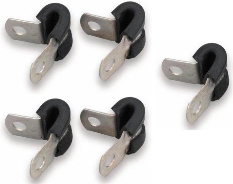 Earl's Performance Cushioned Hose Clamps 171016ERL Mounting Clamps, Cushioned, Aluminum, Natural, One 1 in. Diameter Hole, Set of 5