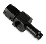 Earl's Performance Vapor Guard Hose Ends 771766ERL End, Guard, Straight, 3/8 in. Size, Socketless Barb, -6 AN Female Threads, 1/8 in. NPT Gauge Port, Aluminum, Black, Each thumbnail 2