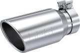 MBRP Performance Exhaust Tips T5196 T304 Stainless Steel, 4.5" OD, 3.2" Inlet ID, 10" Length, Single Walled, Angled Cut Rolled End thumbnail 1