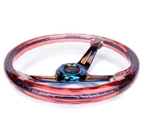 NRG Deep Dish Steering Wheels with Slit Spokes RST-027GM-RD Wheel, Dish, Spokes, 350mm, 2 in. Dish, Red Acrylic Grip, Neo-chrome Spoke, Each thumbnail 5