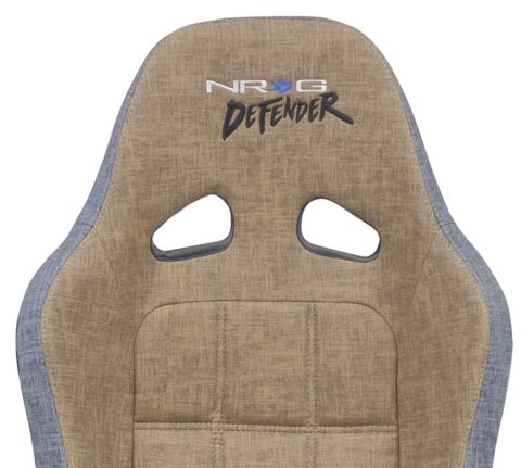 NRG Defender Suspension Brown Cloth Seat DF-100BR water resistant steel frame suspension seats with Grey trim w/ logo thumbnail 1
