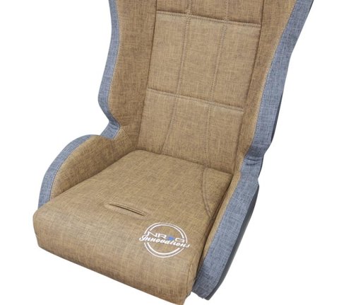 NRG Defender Suspension Brown Cloth Seat DF-100BR water resistant steel frame suspension seats with Grey trim w/ logo thumbnail 2