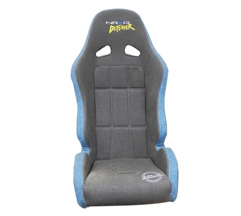 NRG Defender Suspension Gray Cloth Seat DF-100GY water resistant steel frame suspension seats Grey with Blue trim w/ logo thumbnail 3