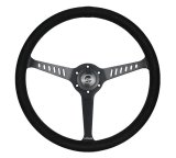 NRG Classic Stealth Steering Wheels RST-380-STL-SA Wheel, Stealth, 380mm, 1 in. Dish, Black Suede Grip, Black Spoke, Black Stitching, Each thumbnail 2