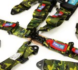 NRG 5-Point SFI Seat Belt Harnesses SBH-B5PCCAMO Harness, Complete, 5-Point, Latch, Blue, 3 in., Individual Shoulders, Pull Down, Bolt-In, Floor Mount, Shoulder Pads, SFI, Each thumbnail 3