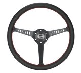 NRG Classic Stealth Steering Wheels RST-380-STL-R Wheel, Stealth, 380mm, 1 in. Dish, Black Leather Grip, Black Spoke, Red Stitching, Each thumbnail 1