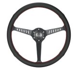 NRG Classic Stealth Steering Wheels RST-380-STL-R Wheel, Stealth, 380mm, 1 in. Dish, Black Leather Grip, Black Spoke, Red Stitching, Each thumbnail 5