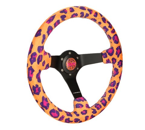 NRG Savage Inspired Steering Wheels RST-036MB-SV-OR Wheel, Inspired, 350mm, 3 in. Dish, Orange Microfiber Grip, Matte black Spoke, Pink Stitching, Each thumbnail 5
