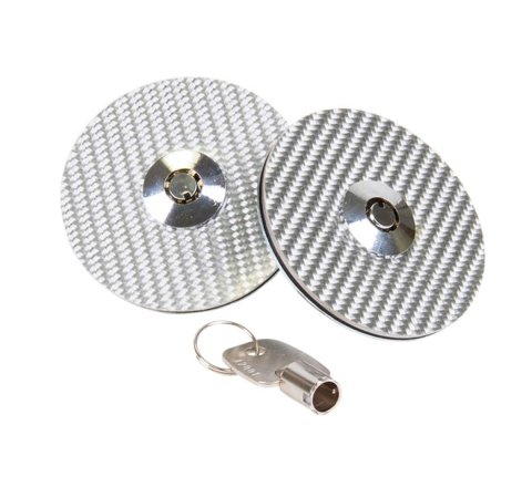 NRG Carbon Fiber Overlay Hood Locks CHL-200 Silver Lock w/ key