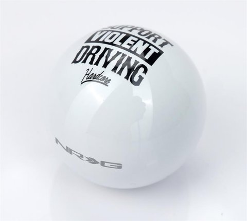 NRG Ball-Type Weighted Shift Knobs SK-350HC-WT Knob, Ball-Type, Round, White, Support Violent Driving Logo, Heavy Weight, Thread On, Universal, Each thumbnail 2