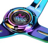 NRG Deep Dish Steering Wheels with Slit Spokes RST-027MC-BL Wheel, Dish, Spokes, 350mm, 2 in. Dish, Blue Acrylic Grip, Neo-chrome Spoke, Each thumbnail 1