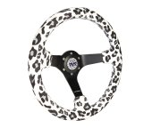 NRG Savage Inspired Steering Wheels RST-036MB-SV-WT Wheel, Inspired, 350mm, 3 in. Dish, White Microfiber Grip, Matte black Spoke, Blue Stitching, Each thumbnail 4