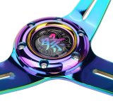 NRG Deep Dish Steering Wheels with Slit Spokes RST-027MC-PP Wheel, Dish, Spokes, 350mm, 2 in. Dish, Purple Acrylic Grip, Neo-chrome Spoke, Each thumbnail 1