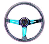 NRG Deep Dish Steering Wheels with Slit Spokes RST-027MC-PP Wheel, Dish, Spokes, 350mm, 2 in. Dish, Purple Acrylic Grip, Neo-chrome Spoke, Each thumbnail 2