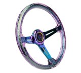 NRG Deep Dish Steering Wheels with Slit Spokes RST-027MC-PP Wheel, Dish, Spokes, 350mm, 2 in. Dish, Purple Acrylic Grip, Neo-chrome Spoke, Each thumbnail 4