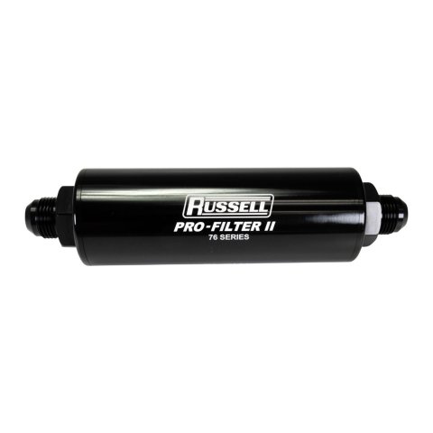 Russell ProFilter 2 10 Microns Fuel Filter with -10 AN Inlet Size 761001 Filter, Pro-Filter 2, 76 Series, Male In/Out, Microns, 9.75 in. Length, Aluminum, Black, Each thumbnail 1