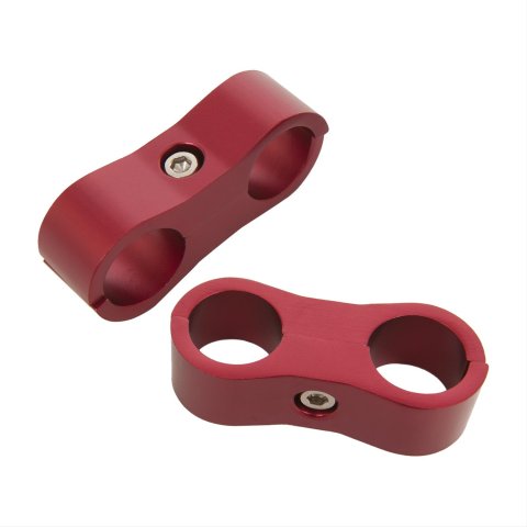 Russell AN Hose Separators 654300 and Line Mounting Clamps, Separators, 2 Capacity, Aluminum, Red Anodized, 0.563 in. O.D., for -6 Braided Hose, Pair