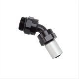 Russell ProClassic Crimp Hose Ends 610950 Fitting, End, Full Flow, On, 45 Degree, -8 AN to -10 AN O-Ring Boss, 360 Degree Swivel, Aluminum, Black/Clear, Each thumbnail 1