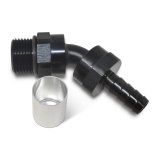 Russell ProClassic Crimp Hose Ends 610950 Fitting, End, Full Flow, On, 45 Degree, -8 AN to -10 AN O-Ring Boss, 360 Degree Swivel, Aluminum, Black/Clear, Each thumbnail 2