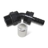 Russell ProClassic Crimp Hose Ends 610950 Fitting, End, Full Flow, On, 45 Degree, -8 AN to -10 AN O-Ring Boss, 360 Degree Swivel, Aluminum, Black/Clear, Each thumbnail 5