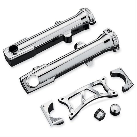 Kuryakyn Fork Skins 7202 Skins, Steel, Chrome, Harley-Davidson®, Pair thumbnail 1