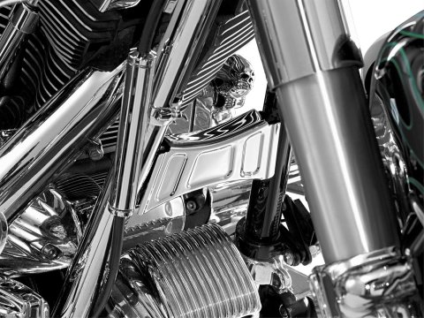 Kuryakyn Down-Tube Crossbrace Covers 7774 Downtube Cover, Steel, Chrome, Adhesive, Kit thumbnail 1