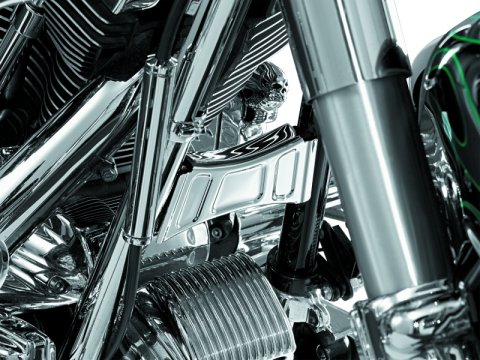Kuryakyn Down-Tube Crossbrace Covers 7774 Downtube Cover, Steel, Chrome, Adhesive, Kit thumbnail 3