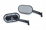Kuryakyn Heavy Industry Mirrors 1766 Side View Mirrors, Industry, Flat Glass, Manual, Oval Shape, Aluminum, Satin Black/Chrome, Pair thumbnail 1