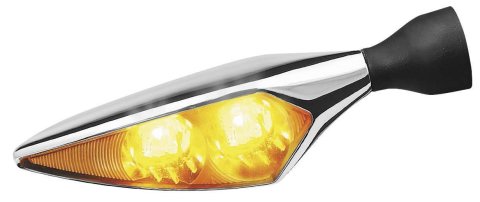 Kuryakyn Kellermann Micro Rhombus Collection Turn Signals 2549 Signal, Rhombus, LED, Clear Lens, Amber Light, Chrome Housing, Each