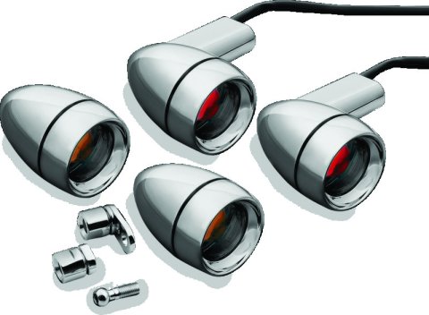 Kuryakyn Late-Style Turn Signal Kits 2317 Kits, Late Style, Bullet Shape, Diecast, Chrome, 2 in. Diameter, Smoked Lens, Incandescent Bulbs, Harley-Davidson®, Set of 4 thumbnail 3