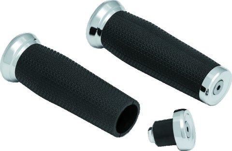 Kuryakyn Thresher Grips 5950 Grips, Thresher, Aluminum, Chrome, Twist Throttle, 7/8 in. Bar Diameter, Pair thumbnail 2