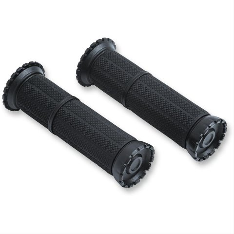 Kuryakyn Riot Grips 3582 Grips, Riot, Aluminum, Black, Twist Throttle Compatible, 1 in. Bar Diameter, Harley-Davidson®, Pair thumbnail 1
